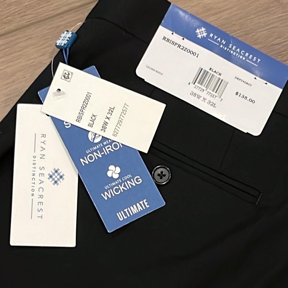 NWT Ryan Seacrest Distinction ‘The Suit Separate’ Pant Black 38Wx32L Career - Picture 7 of 15